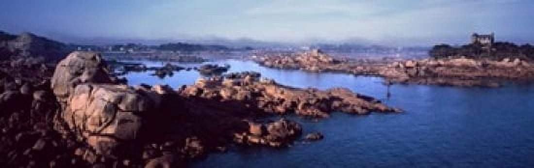 Ploumanach Harbour with Costaeres Castle Cote de Granit Rose Ploumanach Perros-Guirec Cotes-DArmor Brittany France Canvas Art - Panoramic Images (18 x 6)