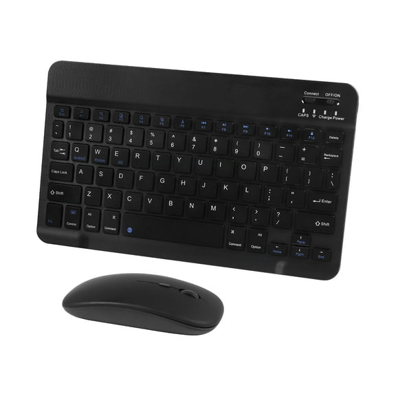 PloutoRich 10 inch Wireless Keyboard and Mouse Combos, Mini Ultra-Slim 78 Keys Tablet Keyboard, Portable Rechargeable Bluetooth Keyboard for Mac Windows Devices