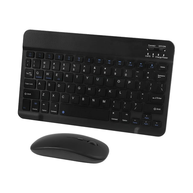 PloutoRich 10 inch Wireless Keyboard and Mouse Combos, Mini UltraSlim 78 Keys Tablet Keyboard