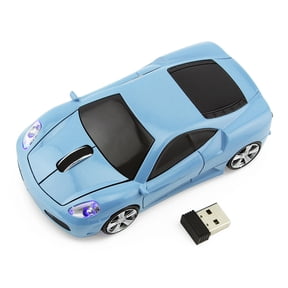 PloutoRich 2.4GHz Wireless Mouse, Cool Sports Car Mouse, Optical Computer Mouse, Ergonomic Car Mice with USB Receiver, Wireless Car Shape Mouse for PC Laptop Computer, Light Blue