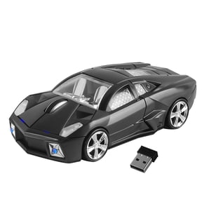 PloutoRich Car Wireless Mouse, Optical Computer Mice, 2.4 GHz Wireless Mouse, Mini Car Mouse, Cordless Mouse for PC/Laptop/Computer, Black