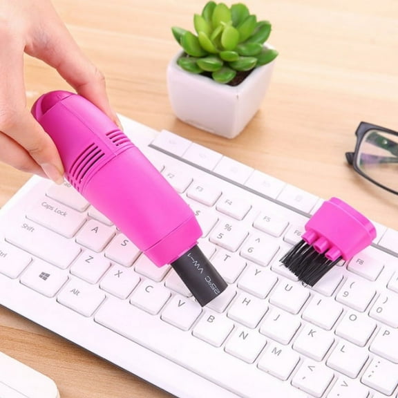 PloutoRich Keyboard Vacuum Cleaner Mini Vacuum Cleaner with USB Connection Keyboard Vacuum Sweeper for Car PC Laptop Computer, Rose Red
