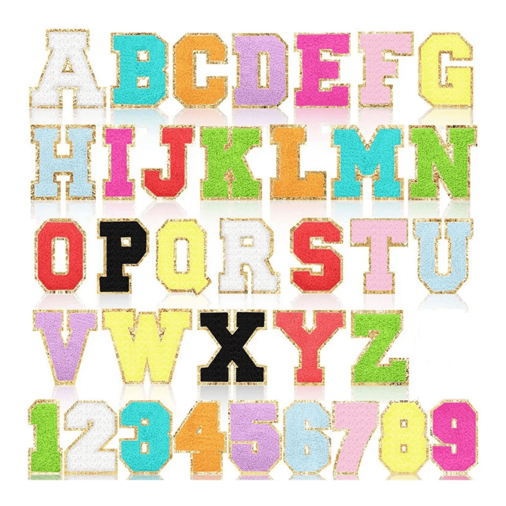 PloutoRich Letter Patches for Clothing, Sew on Patches, Iron on Patches for Clothes, Embroidered Alphabet Patches for Hat Shirts Shoes Bags