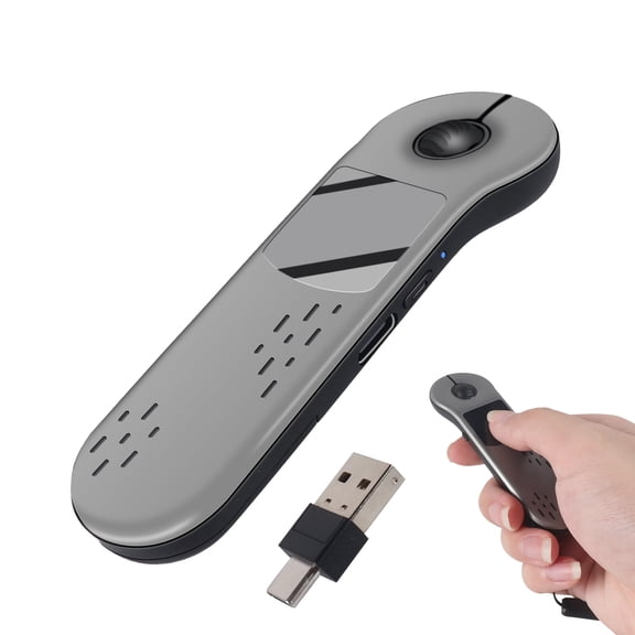 PloutoRich Mini Wireless Mouse Handheld Finger Mouse with Touchpad Bluetooth & 2.4GHz USB-A & USB-C Connection Remote Control Air Mouse for Laptop PC Tablet Smartphone, Grey