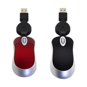 PloutoRich Super Mini USB Wired Mouse, Retractable Small Mini Pocket Mouse, Compact Travel Mice with USB Cord for Laptop Computer
