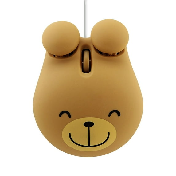 PloutoRich Wired Mouse Cute Animal Brown Bear Mouse Portable 1200DPI Optical USB Corded Mouse for Laptop PC Desktop Computer