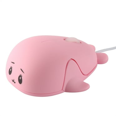 PloutoRich Wired Mouse, Cute Animal Dolphin Shaped Computer Mouse, 1600DPI Optical Mice USB Corded Mouse for Laptop PC Desktop Computer, Gift (Pink)