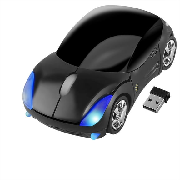 PloutoRich Wireless Car Mouse, 2.4G Computer Mouse, Ergonomic Optical Mice with USB Receiver, Cute Mini Car Mouse for PC Computer Laptop Tablet, Black