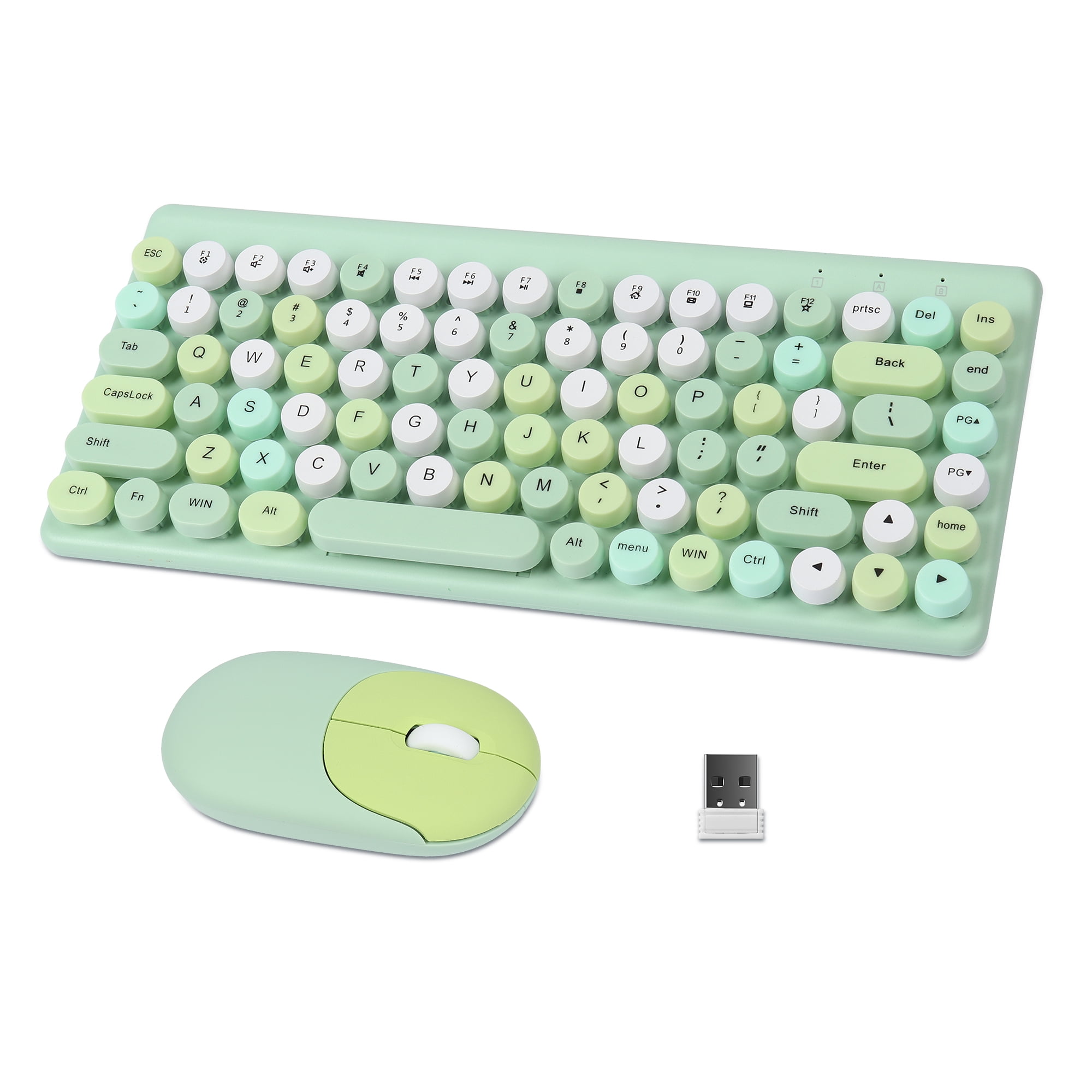 Optical Computer Keyboard PloutoRich Wireless Keyboard and Mouse Combo, 2.4GHz Wireless Retro ...