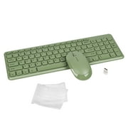 PloutoRich Wireless Keyboard and Mouse Combo, Ultra Slim Silent Full-Size Computer Keyboard Mouse Set with 2.4G USB Receiver & Keyboard Cover for Laptop Computer PC DesktopGreen