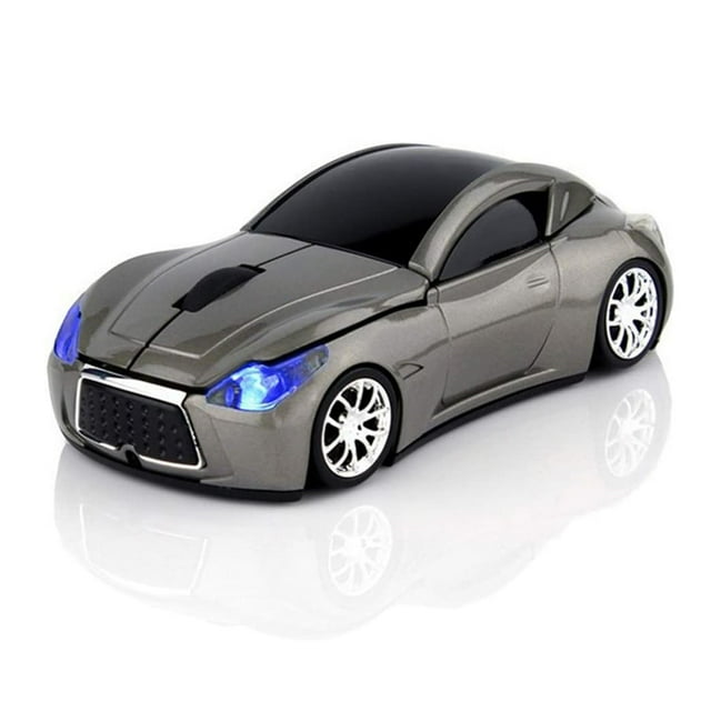 PloutoRich Wireless Mouse, 2.4GHz Car Shape Mouse, Optical Cordless Mice with USB Receiver for PC Laptop Computer, Gray