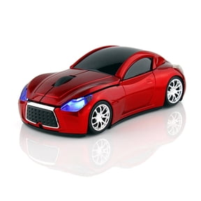 PloutoRich Wireless Mouse, 2.4GHz Car Shape Mouse, Optical Cordless Mice with USB Receiver for PC Laptop Computer, Red
