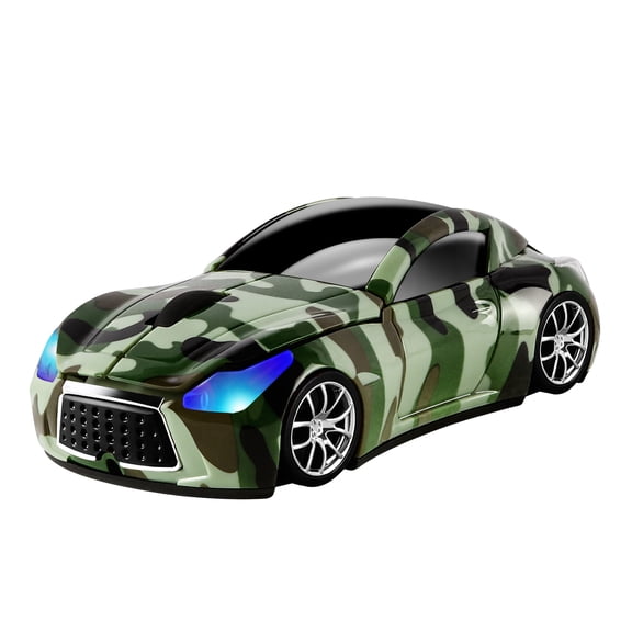 PloutoRich Wireless Mouse Cool Car Shape Mouse 2.4GHz Optical Portablle Travel Cordless Mice with USB Receiver for Laptop PC Computer, Colorful Green