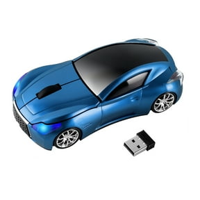PloutoRich Wireless Mouse Cool Car Shape Mouse 2.4GHz Optical Cordless Mice with USB Receiver for Laptop PC Computer, Pearl Blue