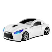 PloutoRich Wireless Mouse Cool Car Shape Mouse 2.4GHz Optical Cordless Mice with USB Receiver for Laptop PC Computer, White