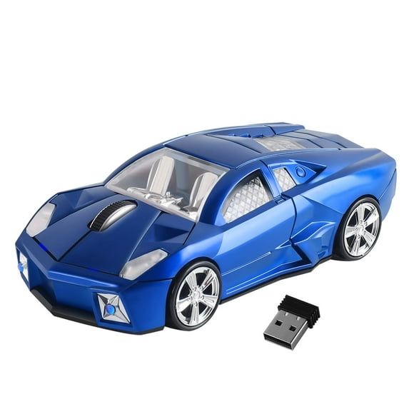 PloutoRich Wireless Mouse Cool Sports Car Shaped Mouse 2.4GHz 1600DPI Optical Cordless Mice for Laptop PC Computer Gift, Blue