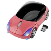 PloutoRich Wireless Mouse Small Cool Car Shaped Mouse Portable Optical Mini Cordless Mice with USB Receiver for Laptop PC Computer Gift,Pink