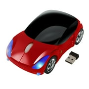 PloutoRich Wireless Mouse Small Cool Car Shaped Mouse Portable Optical Mini Cordless Mice with USB Receiver for Laptop PC Computer Gift,Red