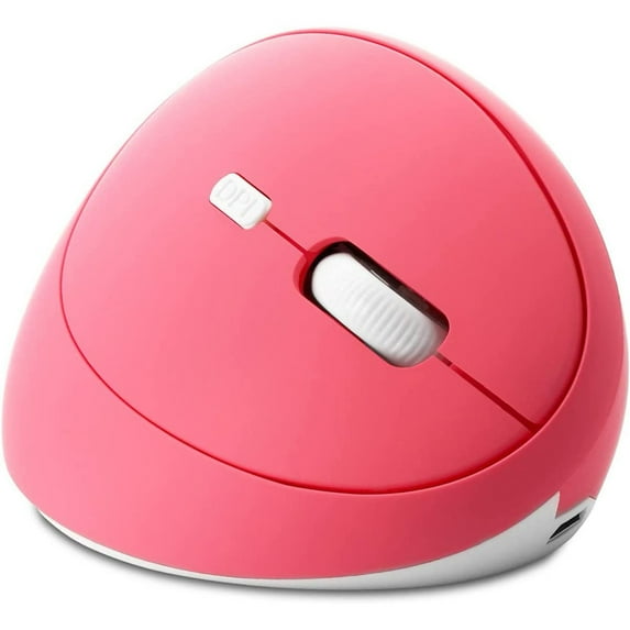 PloutoRich Wireless Vertical Mouse, 2.4GHz Optical Wireless Mouse, Ergonomic Silent Computer Mouse with 3 Adjustable DPI for Laptop PC Computer Desktop, Pink