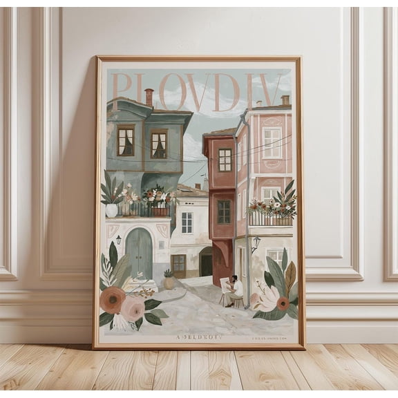 Plovdiv Old Town Bulgaria Travel Print Balcony Wall Art, Unframed Paper Print