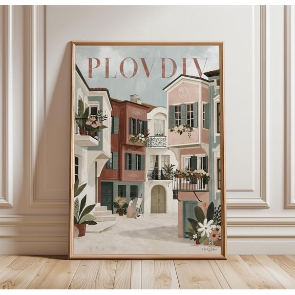 Plovdiv Old Town Bulgaria Travel Print Balcony Wall Art, Unframed Paper Print