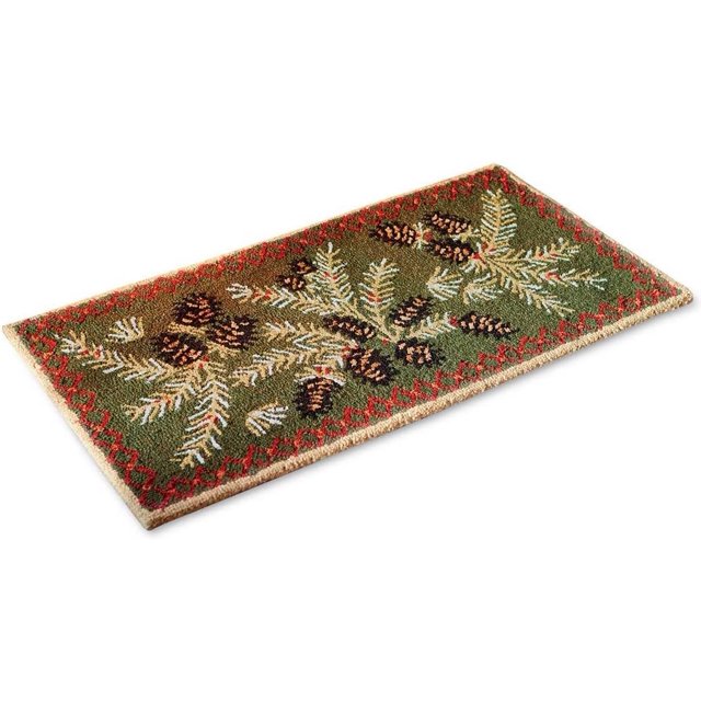 Plow & Hearth 2'x4' Hooked Pine Cone Fireproof Hearth Rug 100 Wool