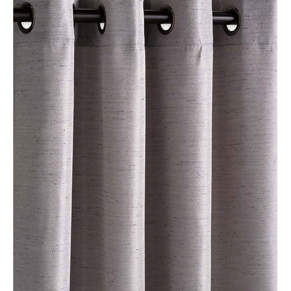 Plow & Hearth 54"W x 108" L Grasscloth Grommet Top Outdoor Curtain Panel, Ash Gray