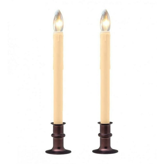 Plow & Hearth Adjustable Window Candle with Timer, Set of 2 - Bronze
