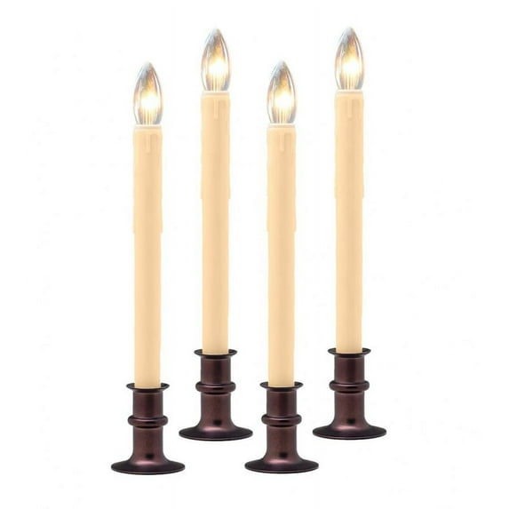 Plow & Hearth Adjustable Window Candle with Timer and Remote, Set of 4 - Bronze