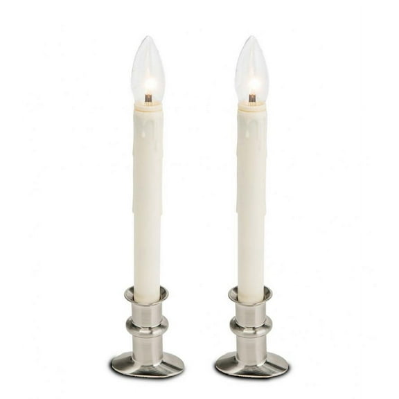 Plow & Hearth Adjustable Window Hugger Candles, Set of 2 - Pewter