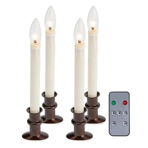 Plow & Hearth Adjustable Window Hugger Candles, Set of 4 with Remote