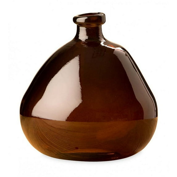 Plow & Hearth Askew Recycled Glass Balloon Vase, 9" Chocolate
