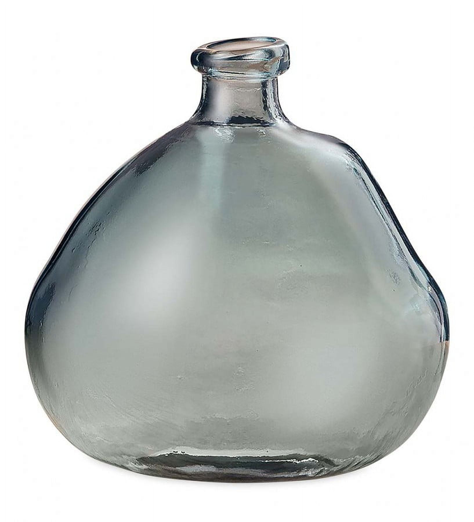 Plow & Hearth Askew Recycled Glass Balloon Vase, 9" Smokey Blue