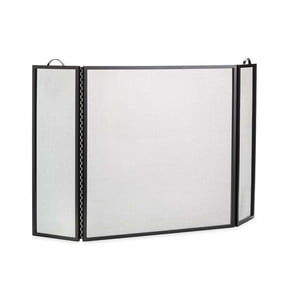 Plow & Hearth Classic Tri-Fold Flat-Guard Fireplace Fire Screen, in Black