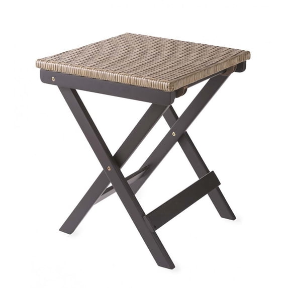 Plow & Hearth Claytor Folding Eucalyptus Outdoor Side Table Black