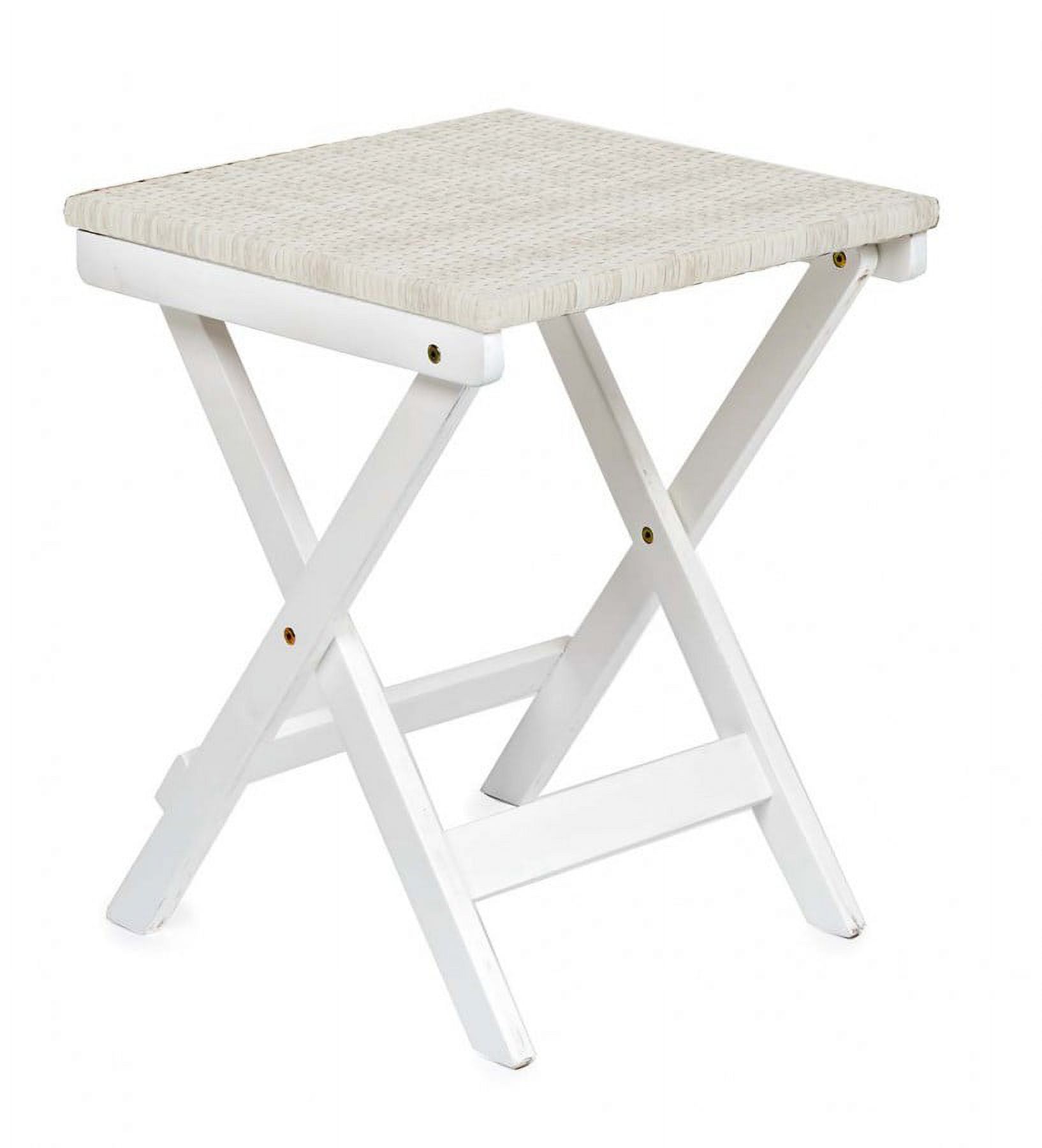 Plow & Hearth Claytor Folding Eucalyptus Outdoor Side Table Ivory - image 1 of 1
