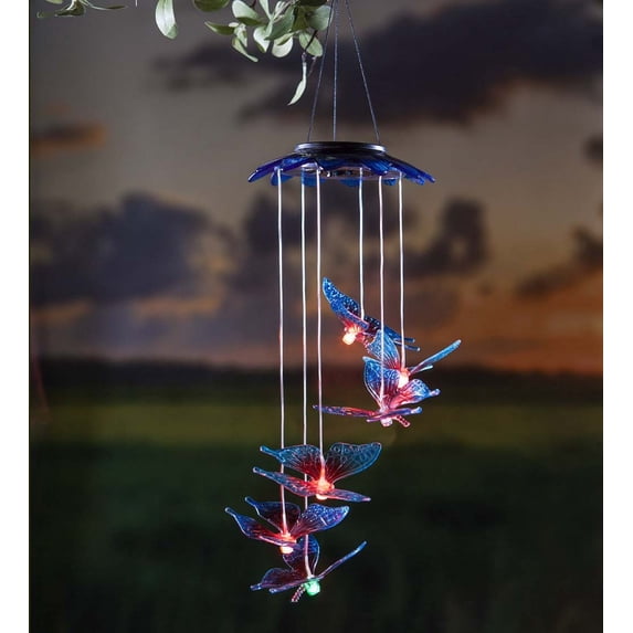 Plow & Hearth Color Changing Solar Mobile with Butterflies