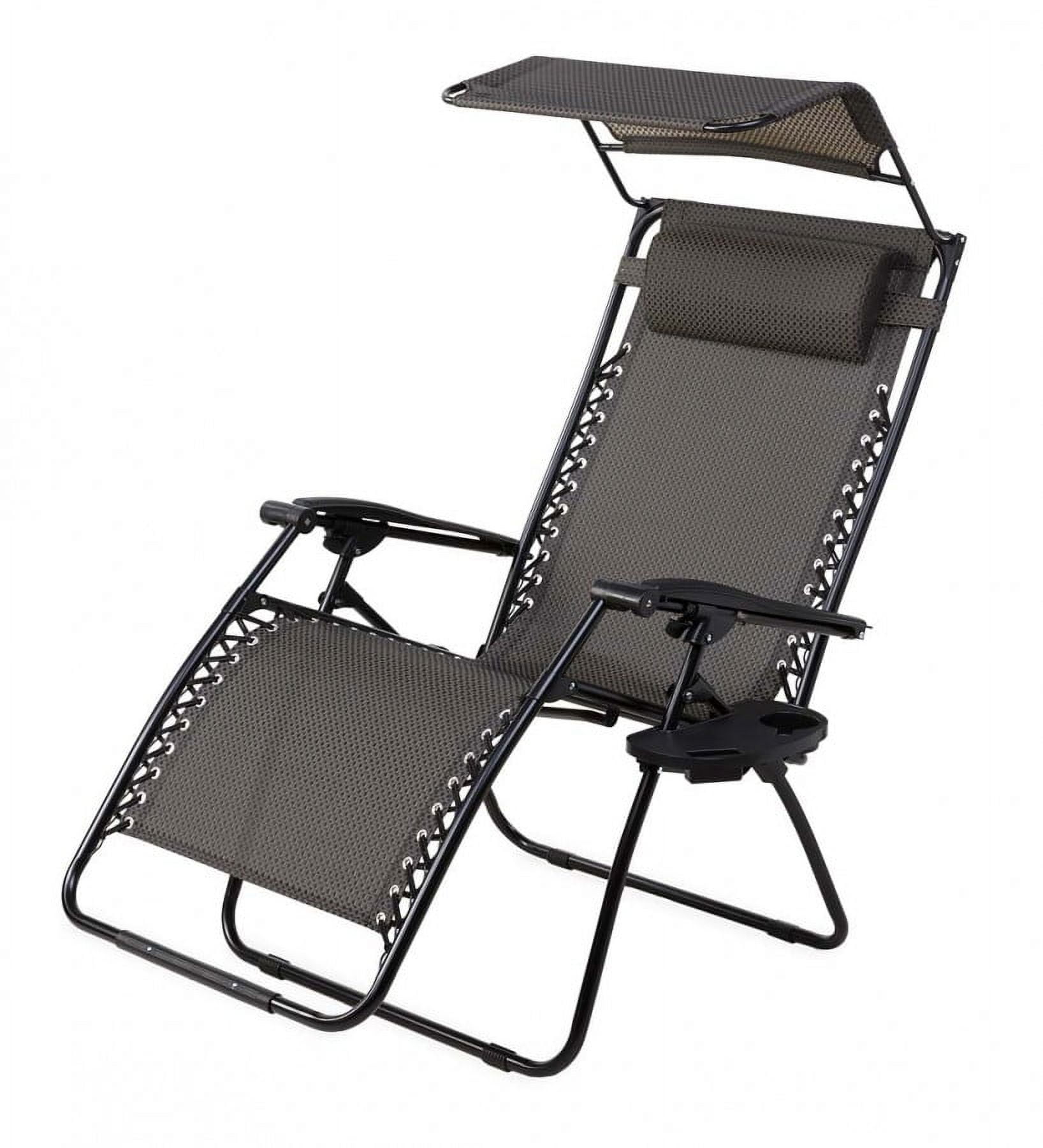 Plow & Hearth Deluxe Zero Gravity Chair With Awning, Table And Drink ...