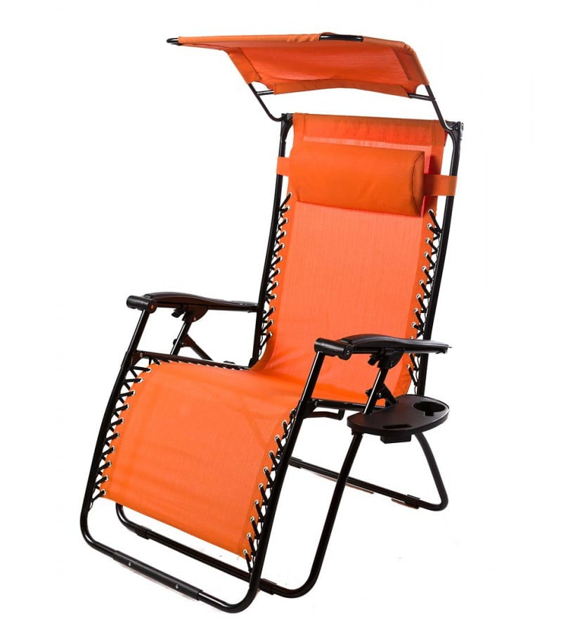 Plow & Hearth Deluxe Zero Gravity Chair With Awning, Table And Drink ...