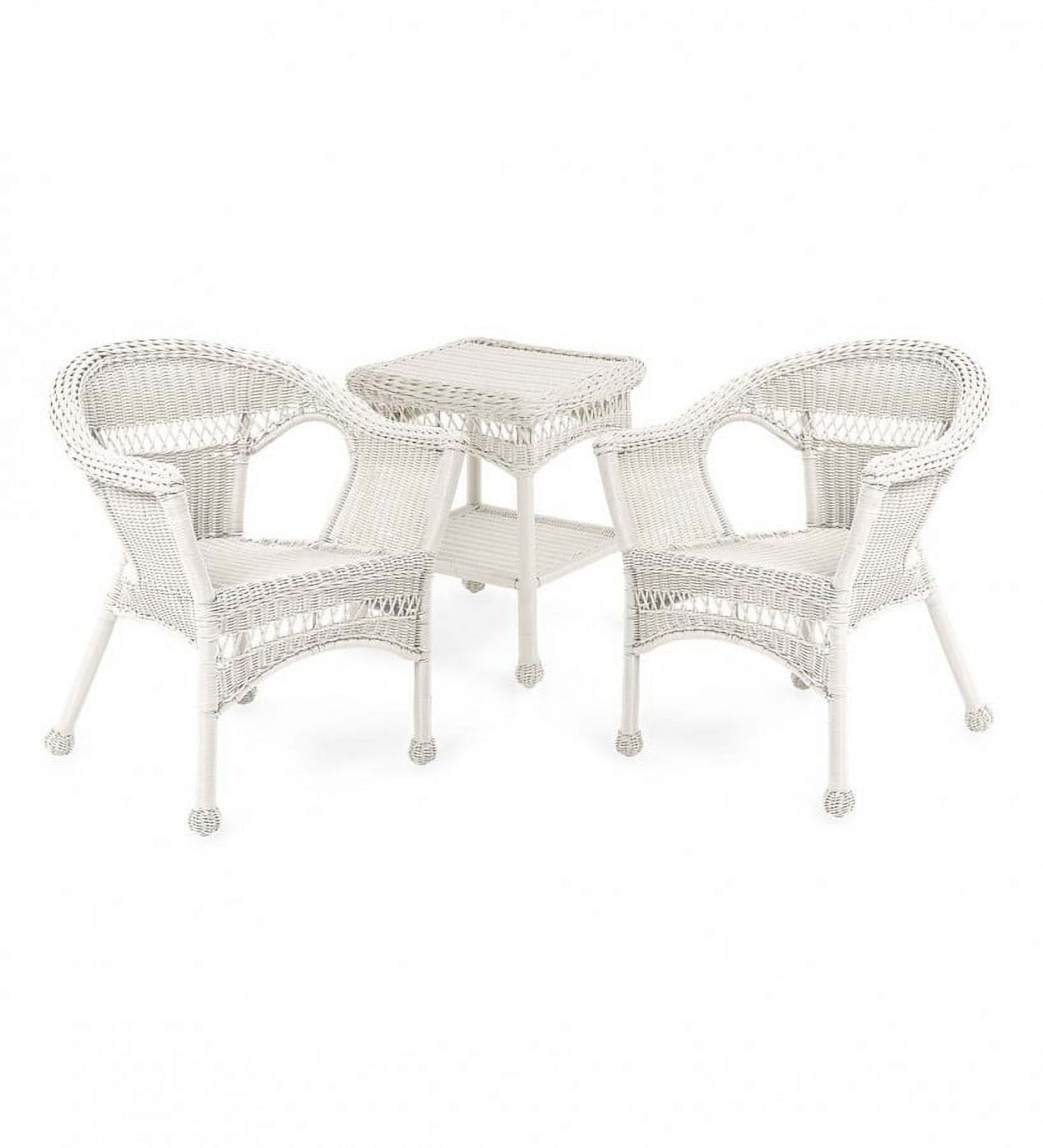 Plow & Hearth Easy Care Resin Wicker Furniture Set, Two Chairs and End Table - Off-White - image 1 of 2