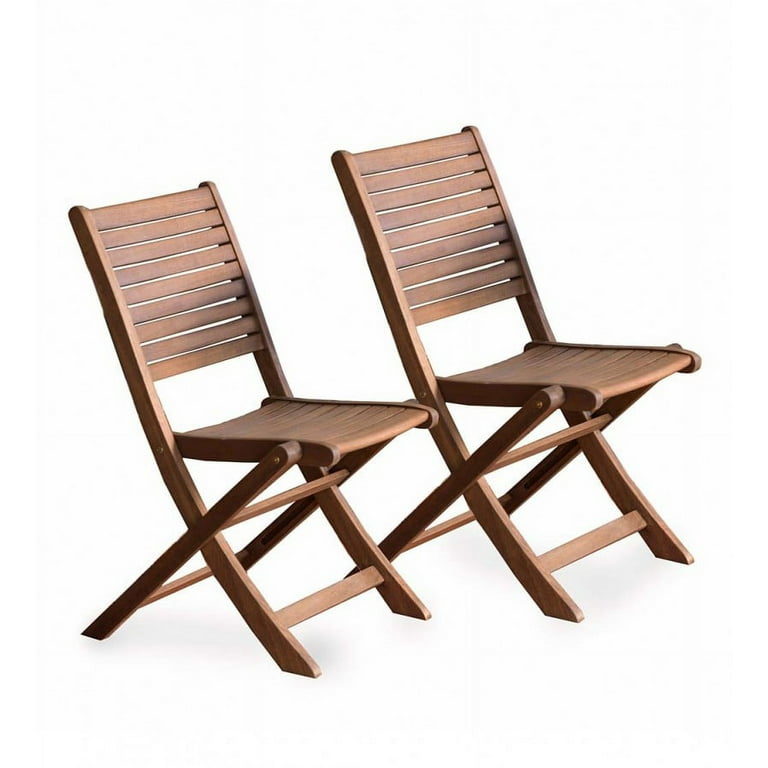 Plow Hearth Eucalyptus Folding Bistro Chairs Set of 2 Walmart