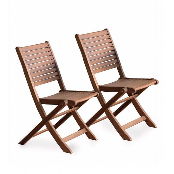 Plow & Hearth Eucalyptus Folding Bistro Chairs, Set of 2