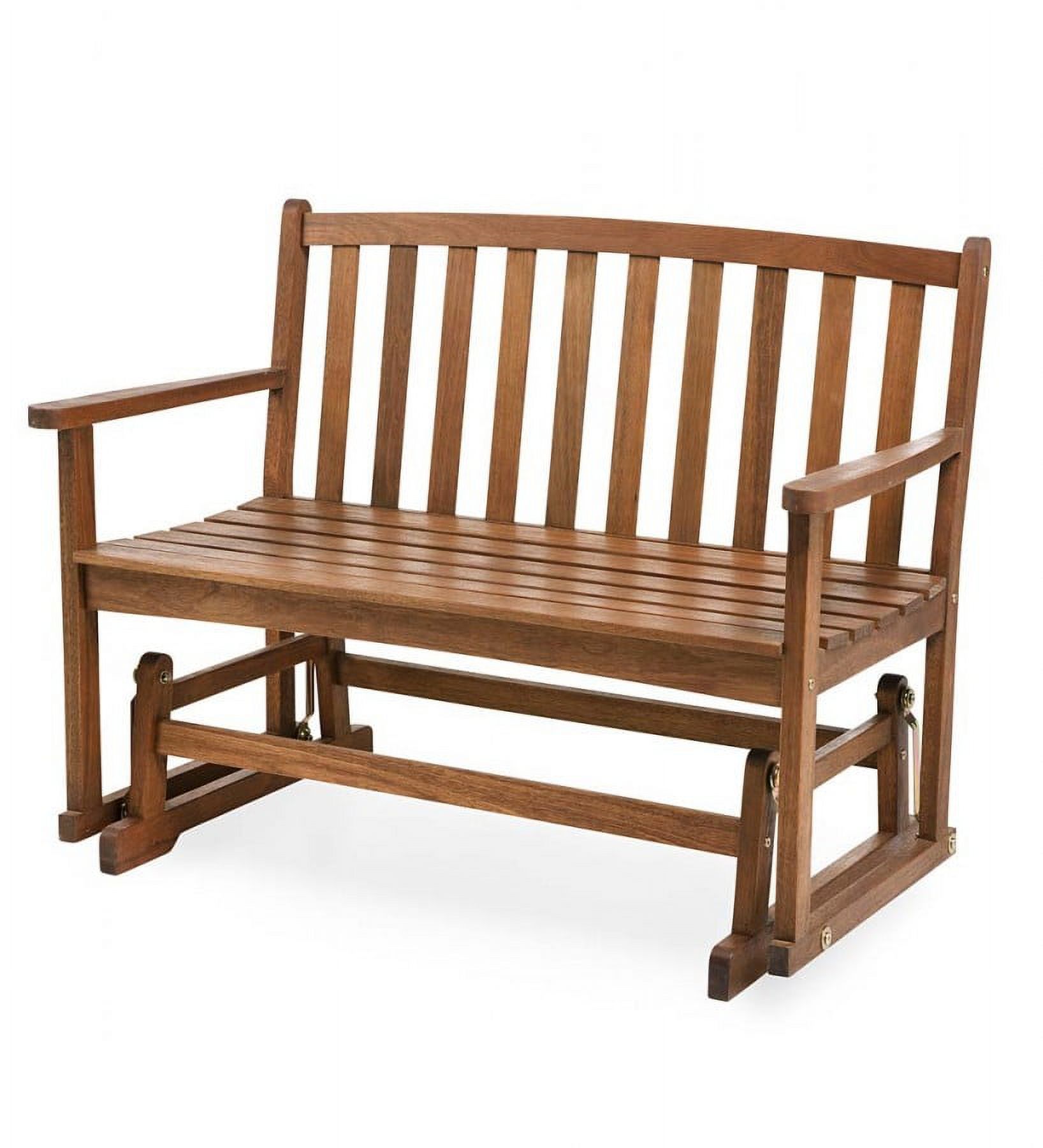 Plow & Hearth Eucalyptus Wood Love Seat Glider, Lancaster Outdoor Furniture Collection - Natural - image 1 of 2