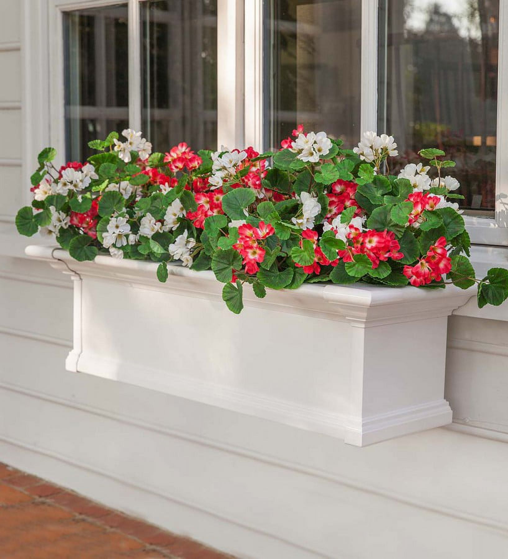 Plow & Hearth Everlasting Faux Red and White Geranium Window Box Filler
