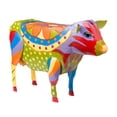 thumbnail image 1 of Plow & Hearth Handmade Colorful Painted Folk Art Cow Metal Side Table, 1 of 1