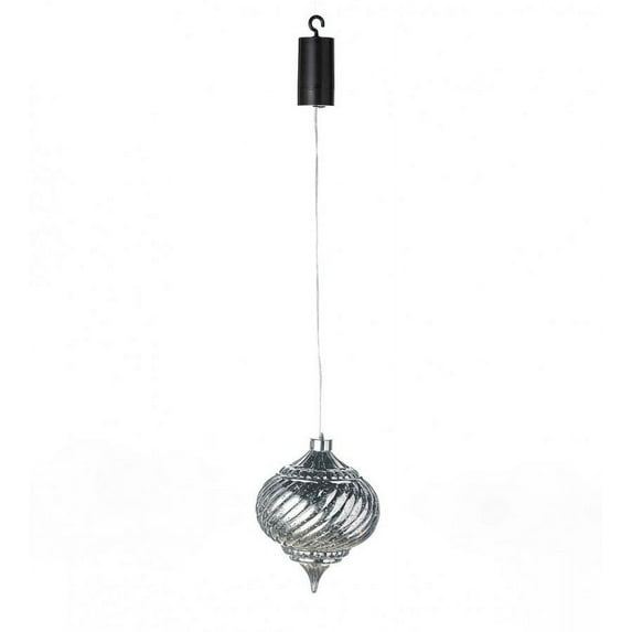 Plow & Hearth Indoor/Outdoor Shatterproof Holiday Lighted Hanging Ornament - Onion, Silver
