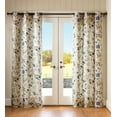 thumbnail image 1 of Plow & Hearth Jacobean Thermalogic Grommet-Top Curtains, 63"L Pair, in Blue, 1 of 2