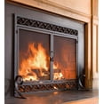 thumbnail image 1 of Plow & Hearth Large Cast Iron Scrollwork Fireplace Fire Screen with Doors, in Black, 1 of 2