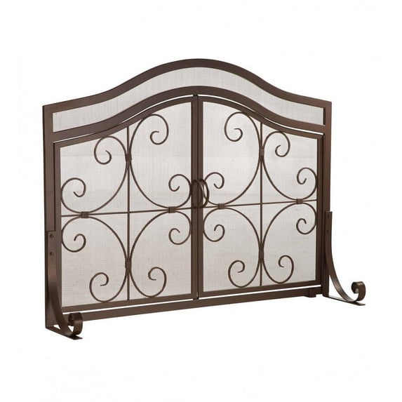 Plow & Hearth Large Crest Fireplace Screen With Doors