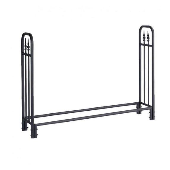 Plow & Hearth Large Heavy Duty Steel Firewood Log Rack, with Finial Design
